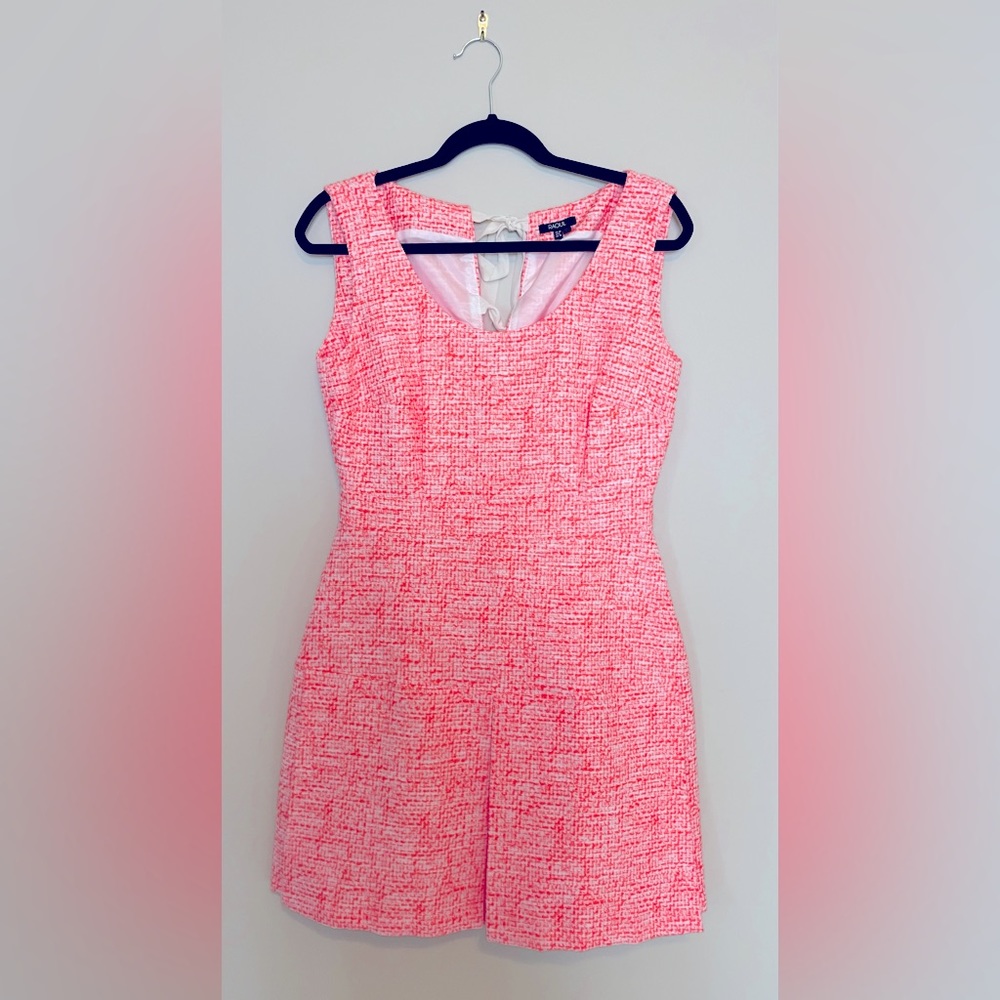 Raoul Neon Pink Tweed Dress With Tie Back, Size 6